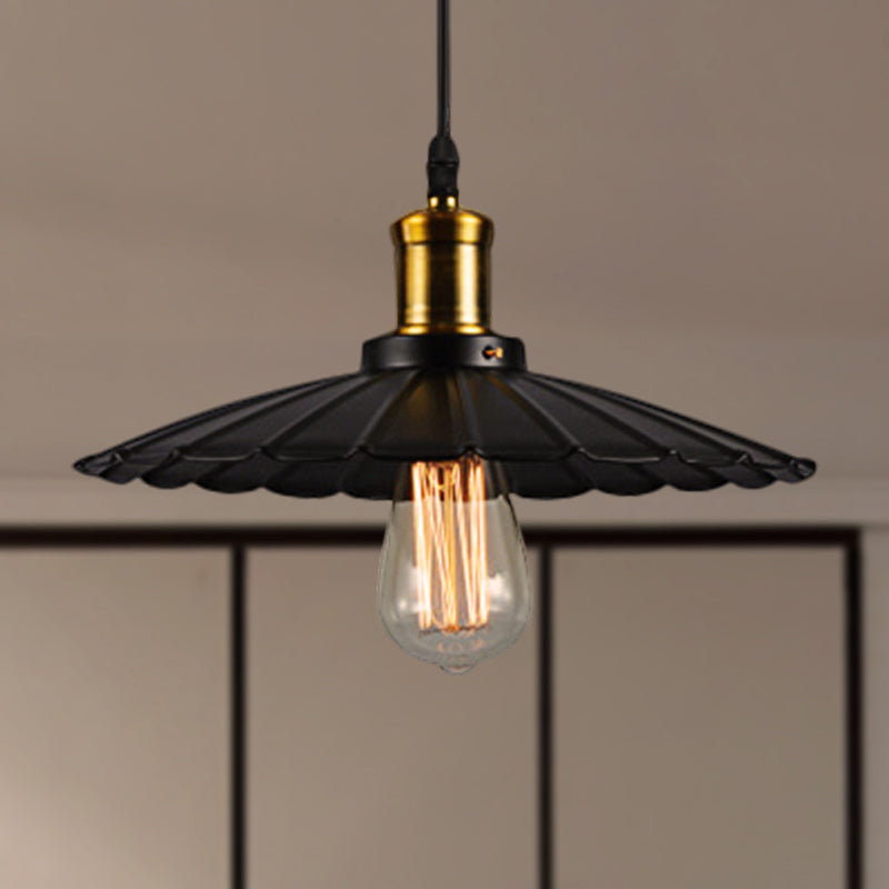 14"/16" Diameter Industrial Jubeled Pendant Light 1 Head Metal Ceiling Lamp in Black/White