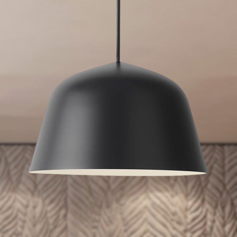 Nordic Style Dome Shade Hanging Ceiling Light 10"/16" Dia 1 Light Metal Pendant Lamp in Black/Green for Bedroom Clearhalo 'Ceiling Lights' 'Modern Pendants' 'Modern' 'Pendant Lights' 'Pendants' Lighting' 1419941