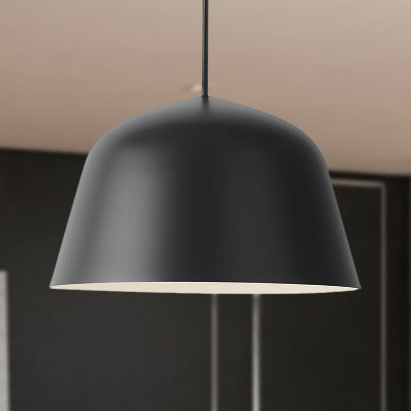 Taavita Style Dome Shade Hanging Ceiling Light 10"/16" Dia Metal Pendant Lamp in Black/Green for Bedroom - 1 Light