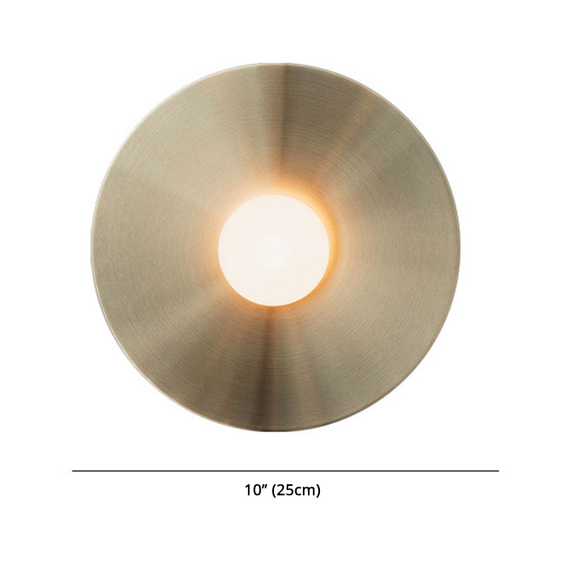 Taavita Disk Flush Wall Sconce 1-Bulb Postmodern Metal Wall Light with White Glass Ball Shade