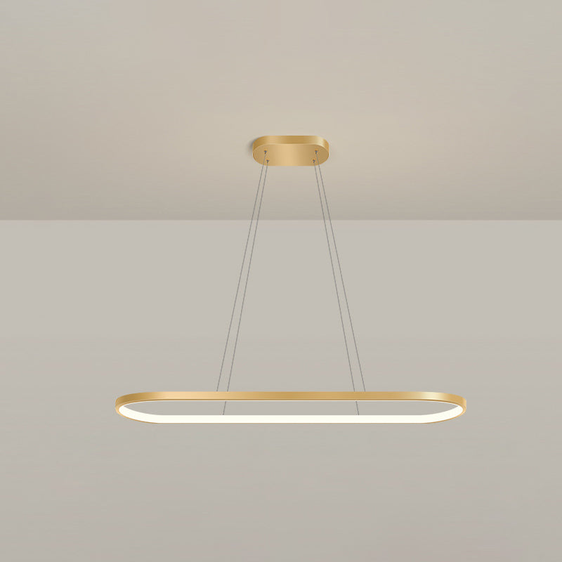 Metal Oblong Pendant Light Fixture Minimalist Gold Plated LED Island Lighting over Table Gold 35.5" Warm Clearhalo 'Ceiling Lights' 'Island Lights' Lighting' 2546529