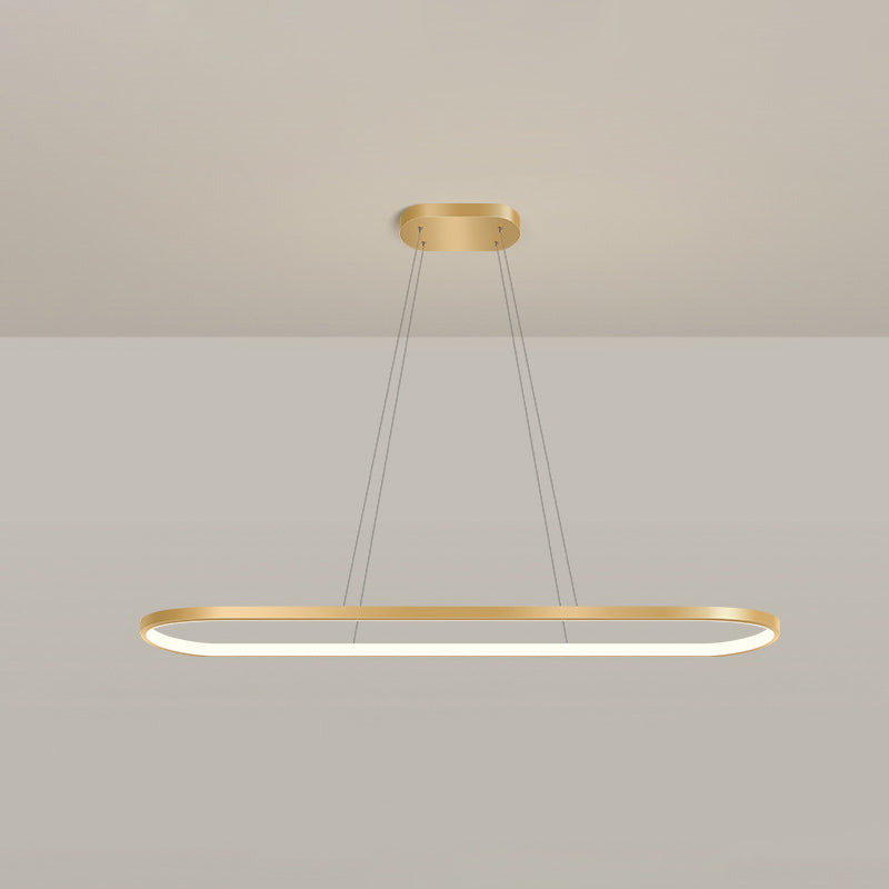 Metal Oblong Pendant Light Fixture Minimalist Gold Plated LED Island Lighting over Table Clearhalo 'Ceiling Lights' 'Island Lights' Lighting' 2546534