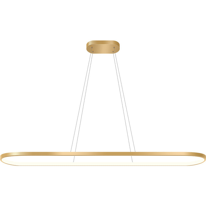 Minimalist Metal Elongated Gold-Plated Pendant Light Taavita Over Table