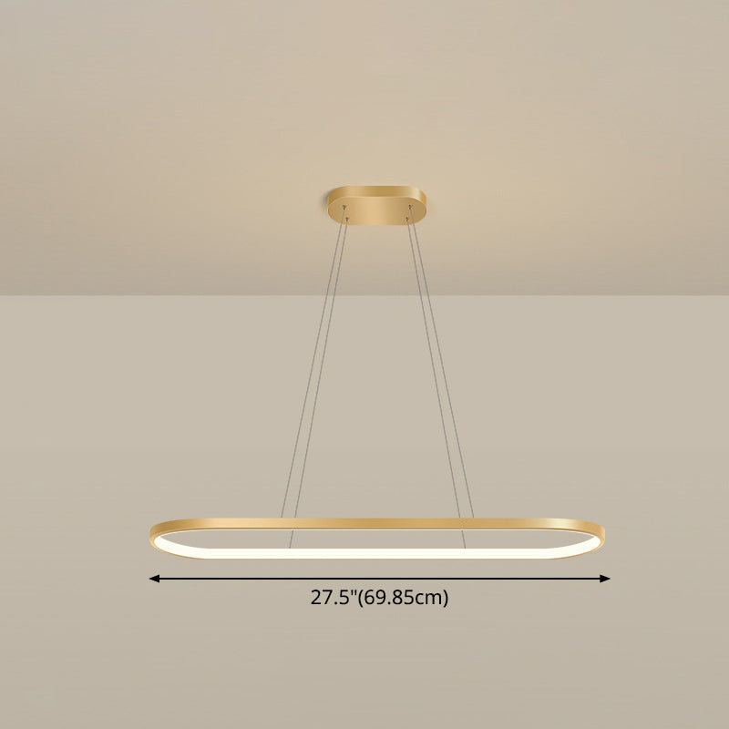 Minimalist Metal Elongated Gold-Plated Pendant Light Taavita Over Table