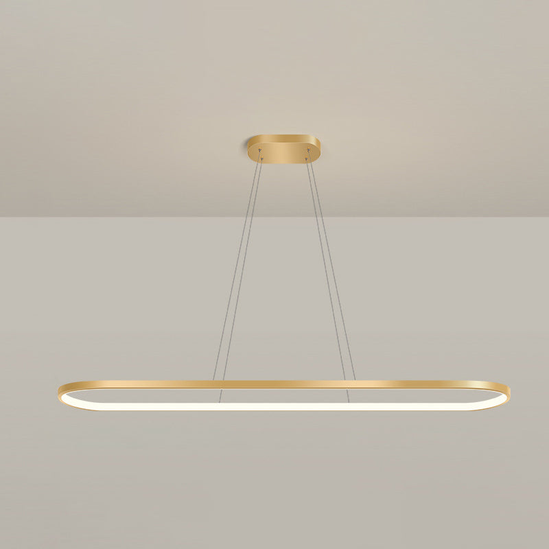 Metal Oblong Pendant Light Fixture Minimalist Gold Plated LED Island Lighting over Table Clearhalo 'Ceiling Lights' 'Island Lights' Lighting' 2546541