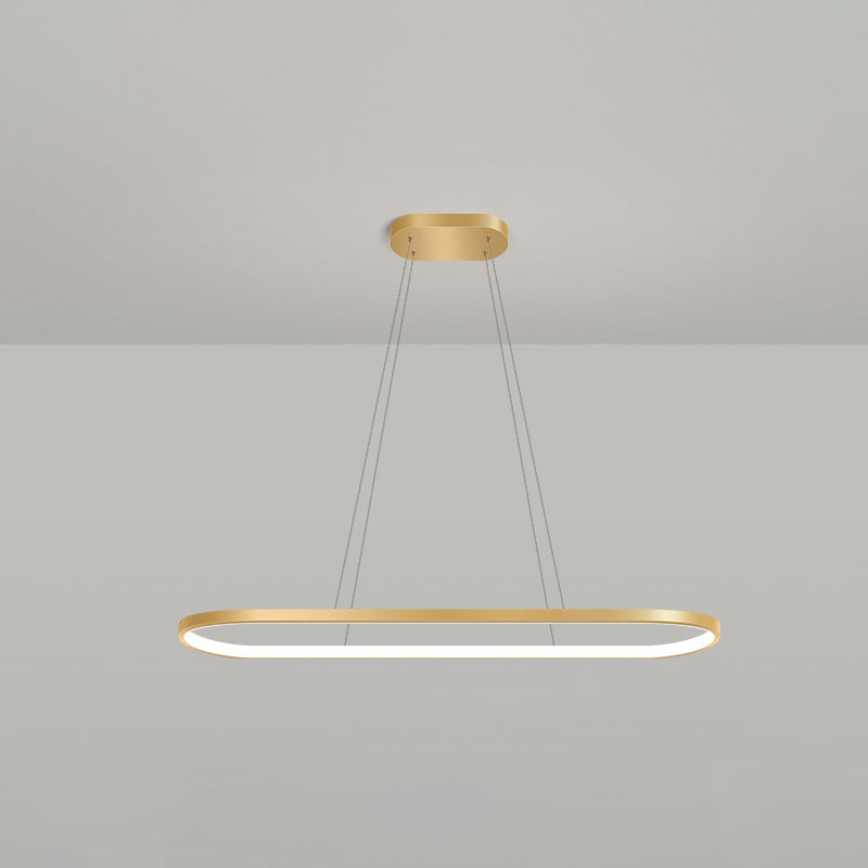 Minimalist Metal Elongated Gold-Plated Pendant Light Taavita Over Table