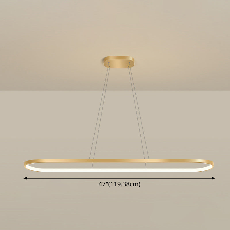 Minimalist Metal Elongated Gold-Plated Pendant Light Taavita Over Table