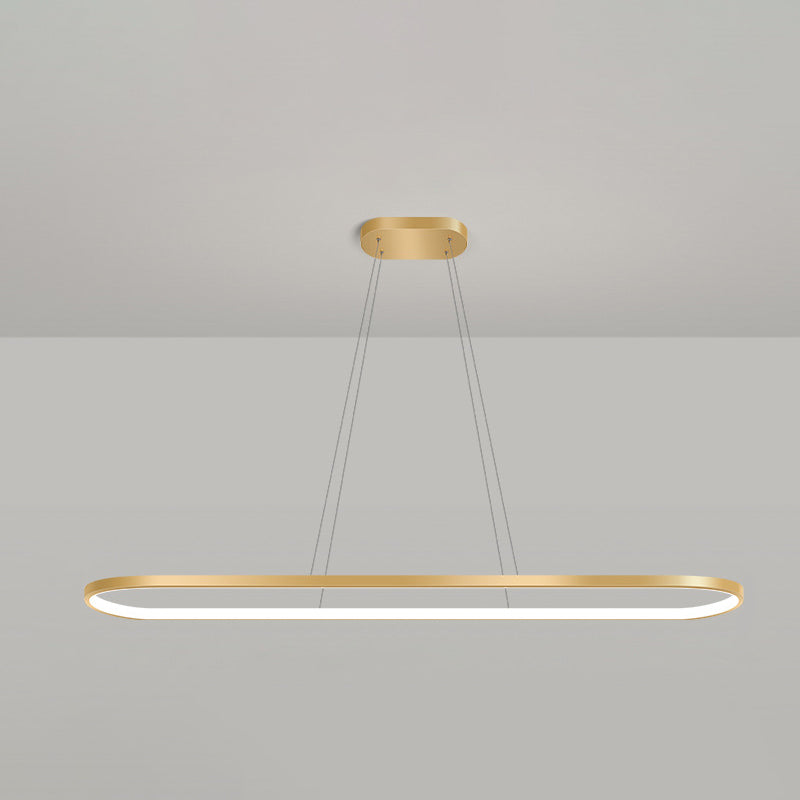 Metal Oblong Pendant Light Fixture Minimalist Gold Plated LED Island Lighting over Table Clearhalo 'Ceiling Lights' 'Island Lights' Lighting' 2546540