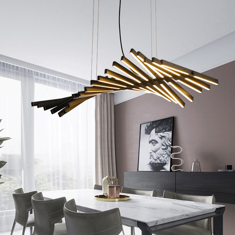 Taavita Fish-Bone Pendant Lighting Modern Nordic LED Metal Island Light Fixture