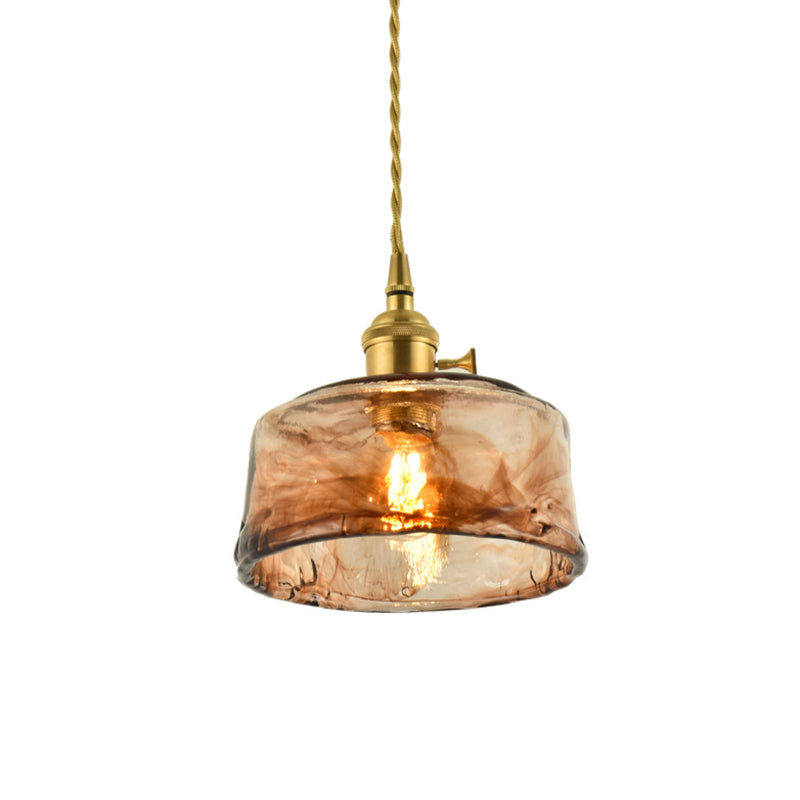 Vintage Taavita Shadowed Drop Pendant Handmade Brown Glass 1-Ball Living Room Pendant Light