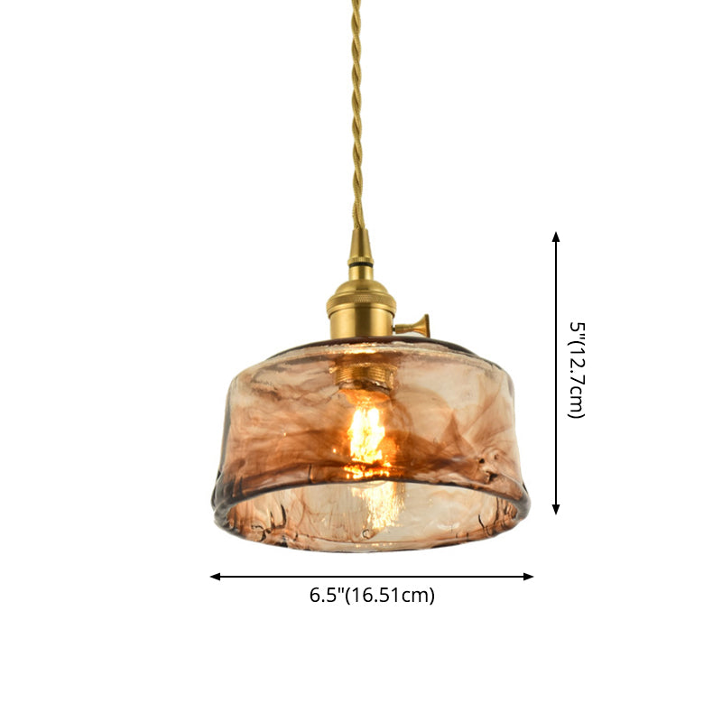 Vintage Taavita Shadowed Drop Pendant Handmade Brown Glass 1-Ball Living Room Pendant Light