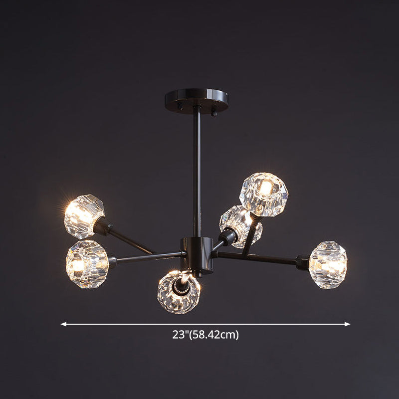 Taavita Mini Globe Crystal Chandelier in Modern Style with Black Finish - Pendant Light for Living Room