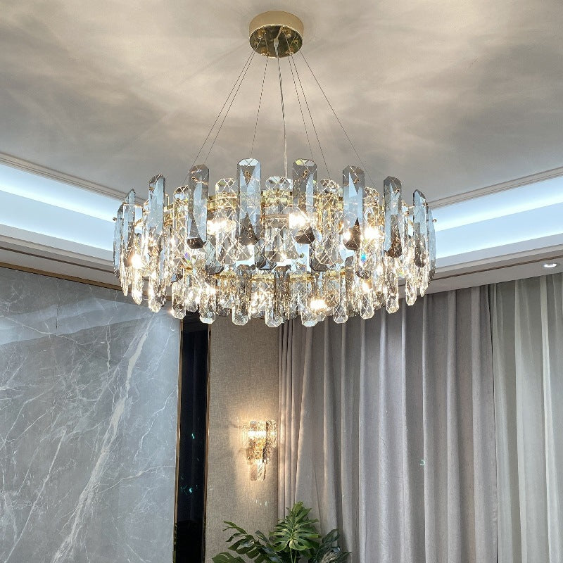 Minimalist Round Prismatic Crystal Chandelier Pendant Taavita Finish Hanging Light