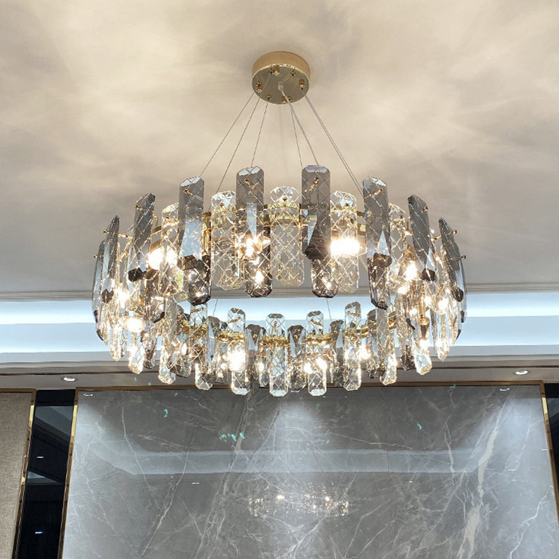 Minimalist Round Prismatic Crystal Chandelier Pendant Taavita Finish Hanging Light