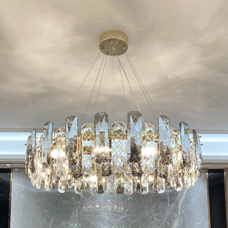 Round Prismatic Crystal Chandelier Pendant Minimalist Brass Finish Hanging Light Clearhalo 'Ceiling Lights' 'Chandeliers' 'Modern Chandeliers' 'Modern' Lighting' 2546969