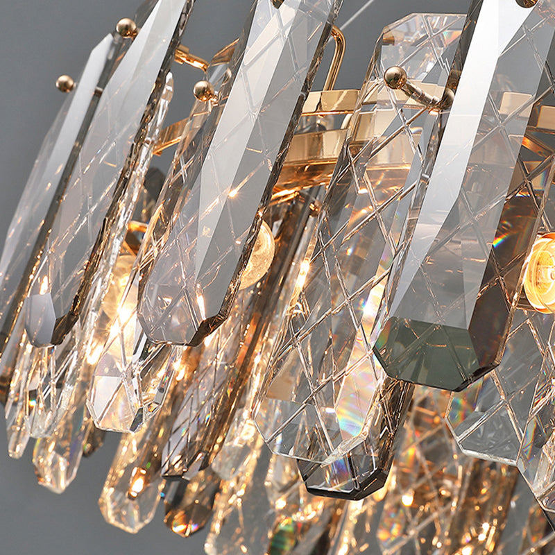 Minimalist Round Prismatic Crystal Chandelier Pendant Taavita Finish Hanging Light