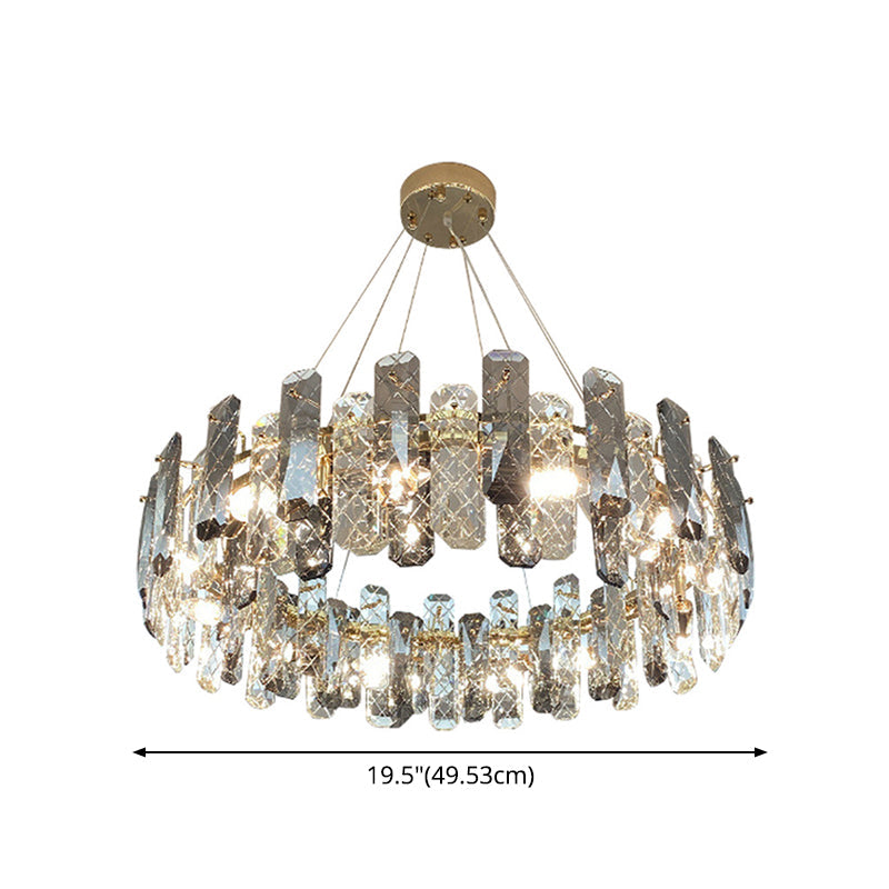 Minimalist Round Prismatic Crystal Chandelier Pendant Taavita Finish Hanging Light