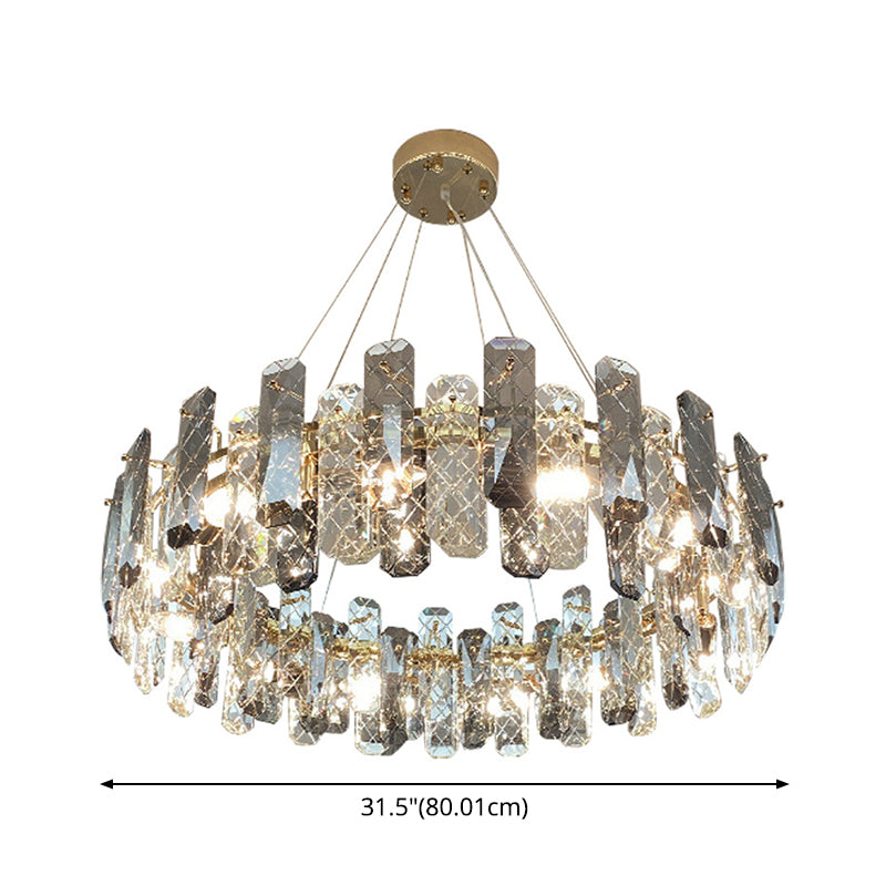 Minimalist Round Prismatic Crystal Chandelier Pendant Taavita Finish Hanging Light