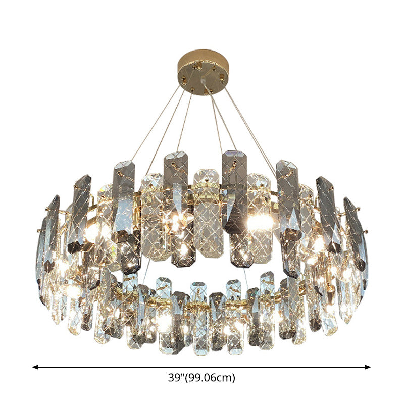 Minimalist Round Prismatic Crystal Chandelier Pendant Taavita Finish Hanging Light