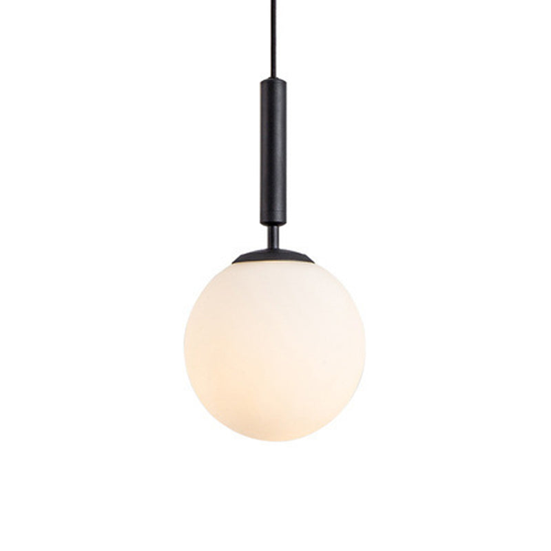 Globe Hanging Ceiling Light Modern White Glass Pendant Lamp for Bedroom Clearhalo 'Ceiling Lights' 'Glass shade' 'Glass' 'Modern Pendants' 'Modern' 'Pendant Lights' 'Pendants' Lighting' 2548917