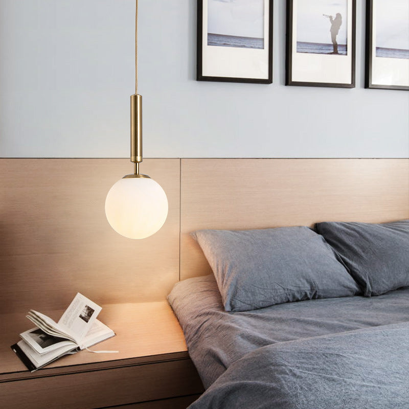 Hanging Ceiling Light Bright Modern White Glass Pendant Lamp for Bedroom