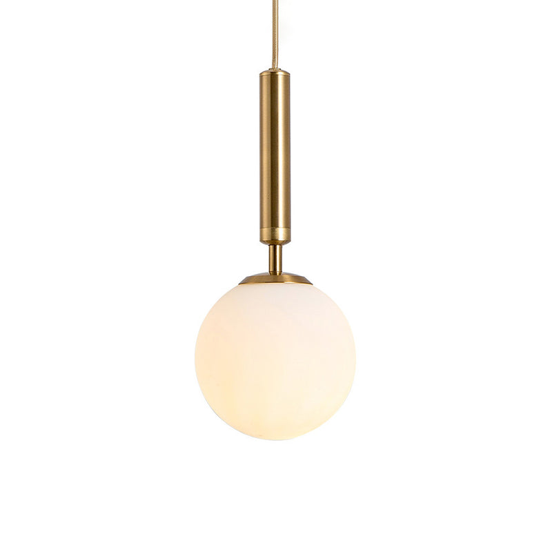 Globe Hanging Ceiling Light Modern White Glass Pendant Lamp for Bedroom Clearhalo 'Ceiling Lights' 'Glass shade' 'Glass' 'Modern Pendants' 'Modern' 'Pendant Lights' 'Pendants' Lighting' 2548914