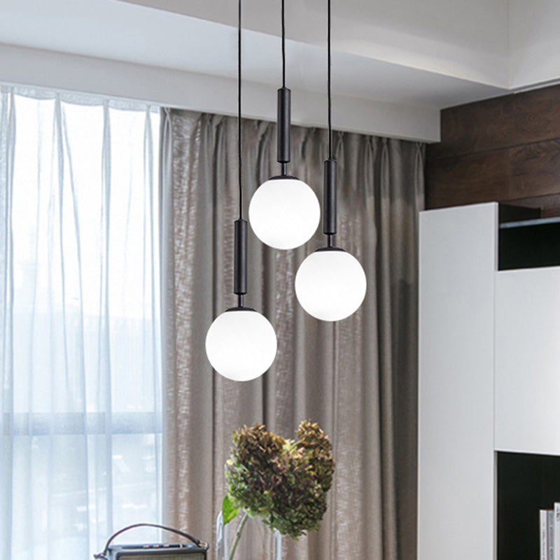 Hanging Ceiling Light Bright Modern White Glass Pendant Lamp for Bedroom