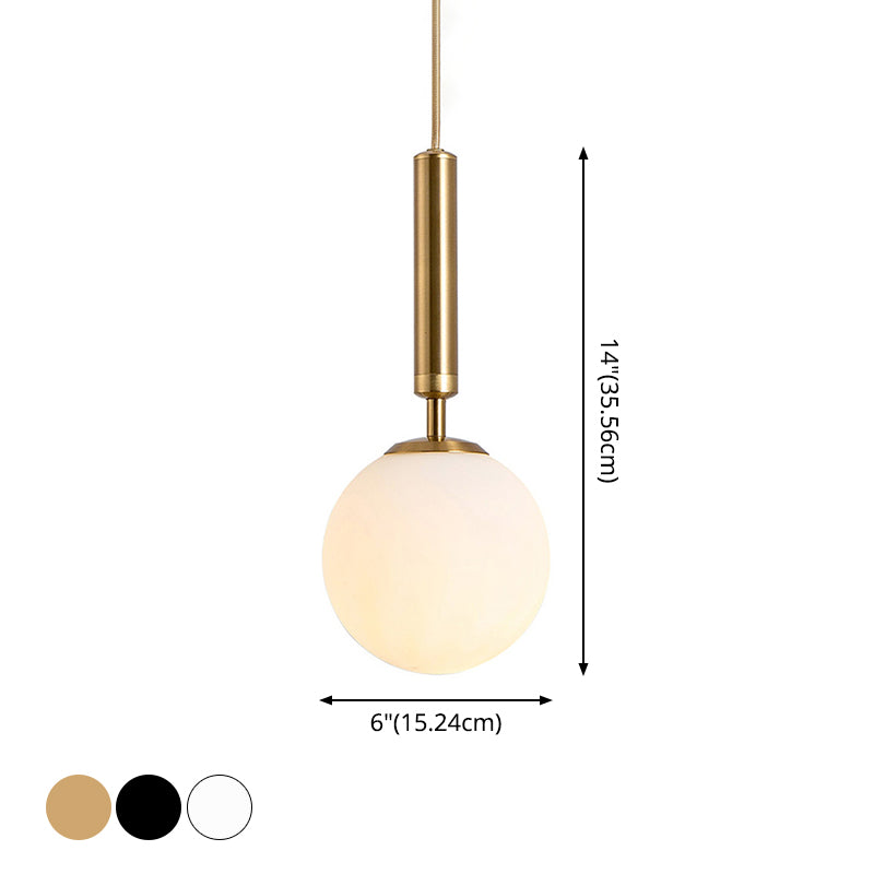 Taavita Modern White Glass Globe Hanging Ceiling Light Pendant Lamp for Bedroom