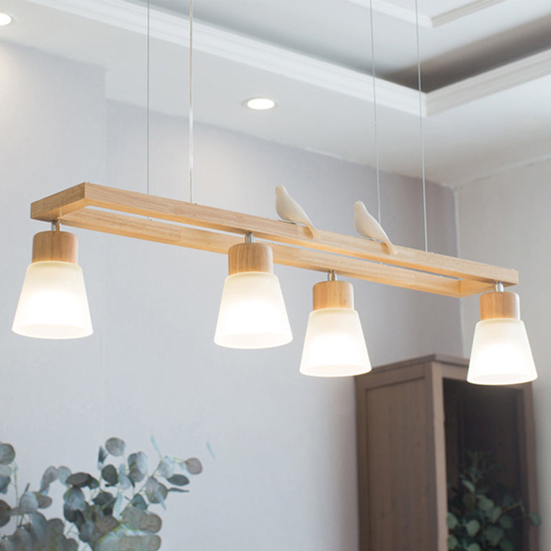 Rectangle Island Pendant Modern Wood Pendant Lighting in Natural Wood Clearhalo 'Ceiling Lights' 'Island Lights' Lighting' 2549199