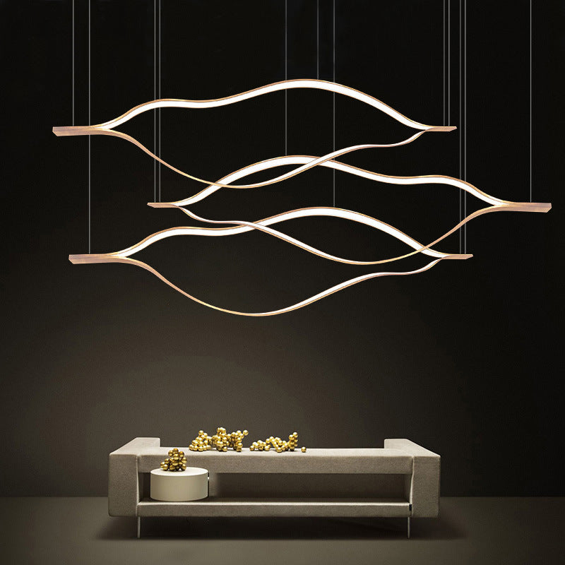 Modern Metal Pendant Chandelier Light for Living Room - Flowing and Stylish