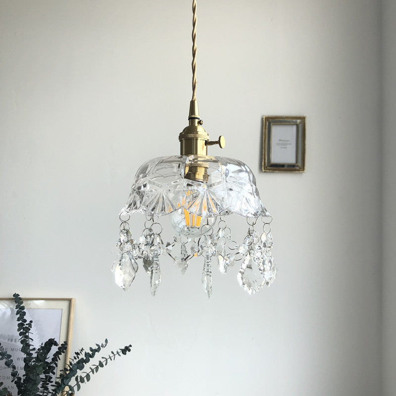 Modern Style Crystal Bowl Pendant Ceiling Light in Gold - Taavita Ceiling Suspension Lamp