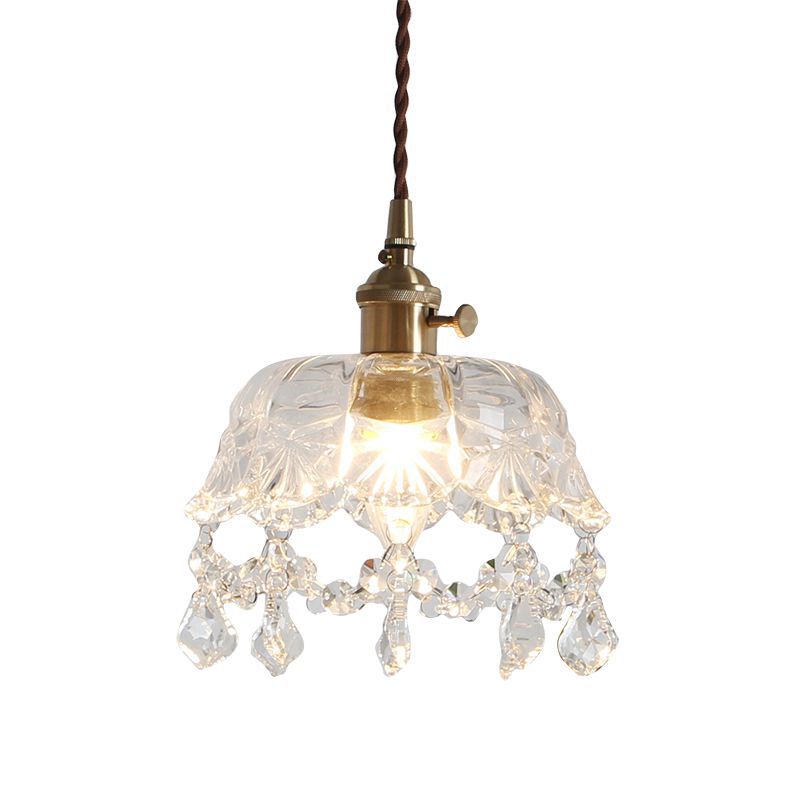 Modern Style Gold Crystal Pendant Ceiling Light - Taavita Bowl Pendant with 1 Light