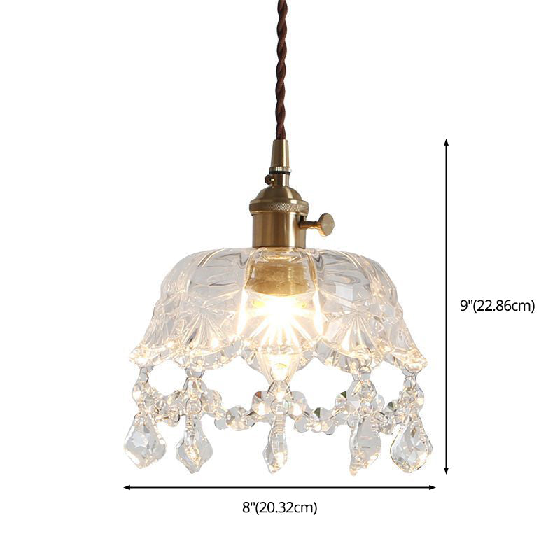 Modern Style Gold Crystal Pendant Ceiling Light - Taavita Bowl Pendant with 1 Light