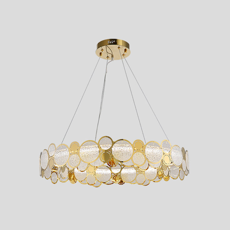 Large Crystal Bedroom Pendant Ceiling Lights Brass Finish Metal Light Fixture with Glass Shade Clearhalo 'Ceiling Lights' 'Glass shade' 'Glass' 'Modern Pendants' 'Modern' 'Pendant Lights' 'Pendants' Lighting' 2554843