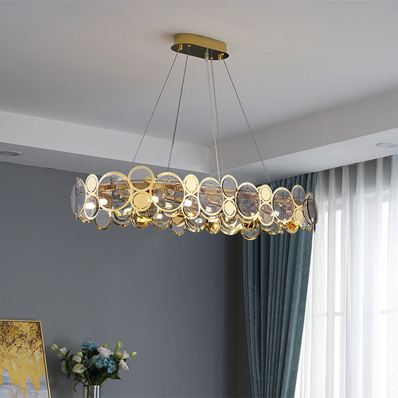 Taavita Large Crystal Pendant Ceiling Lights for Bedroom with Brass Finish Metal Light Fixture and Glass Shade