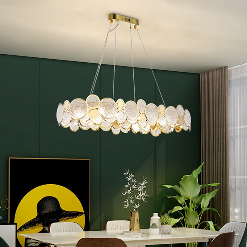 Taavita Large Crystal Pendant Ceiling Lights for Bedroom with Brass Finish Metal Light Fixture and Glass Shade