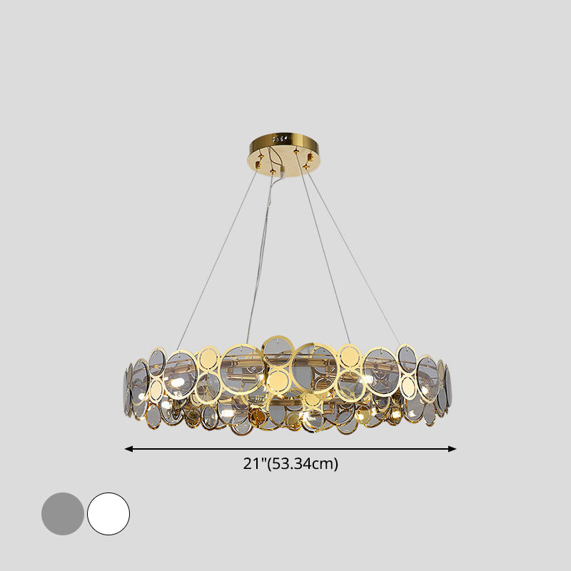 Taavita Large Crystal Pendant Ceiling Lights for Bedroom with Brass Finish Metal Light Fixture and Glass Shade