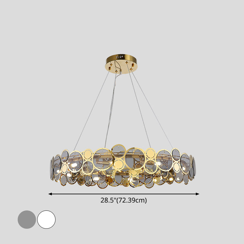 Taavita Large Crystal Pendant Ceiling Lights for Bedroom with Brass Finish Metal Light Fixture and Glass Shade