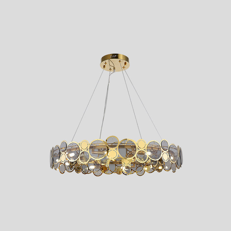 Taavita Large Crystal Pendant Ceiling Lights for Bedroom with Brass Finish Metal Light Fixture and Glass Shade