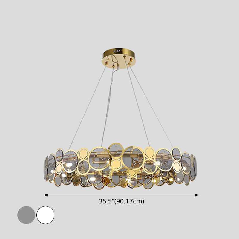 Taavita Large Crystal Pendant Ceiling Lights for Bedroom with Brass Finish Metal Light Fixture and Glass Shade