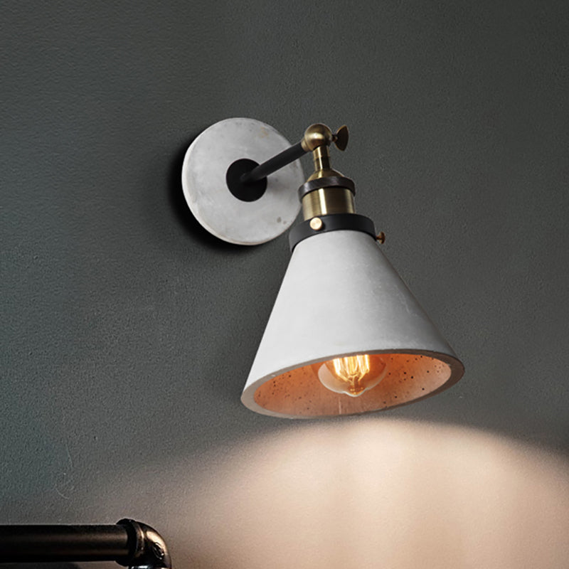 Taavita Kegel/Cylinder/Bowl Bedroom Wall-Mounted Light Cement 1 Head Gray Industrial Style Adjustable Wall Lamps