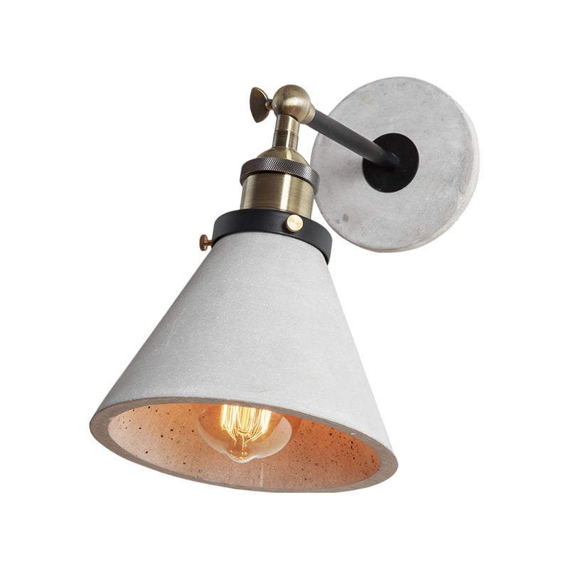 Taavita Kegel/Cylinder/Bowl Bedroom Wall-Mounted Light Cement 1 Head Gray Industrial Style Adjustable Wall Lamps