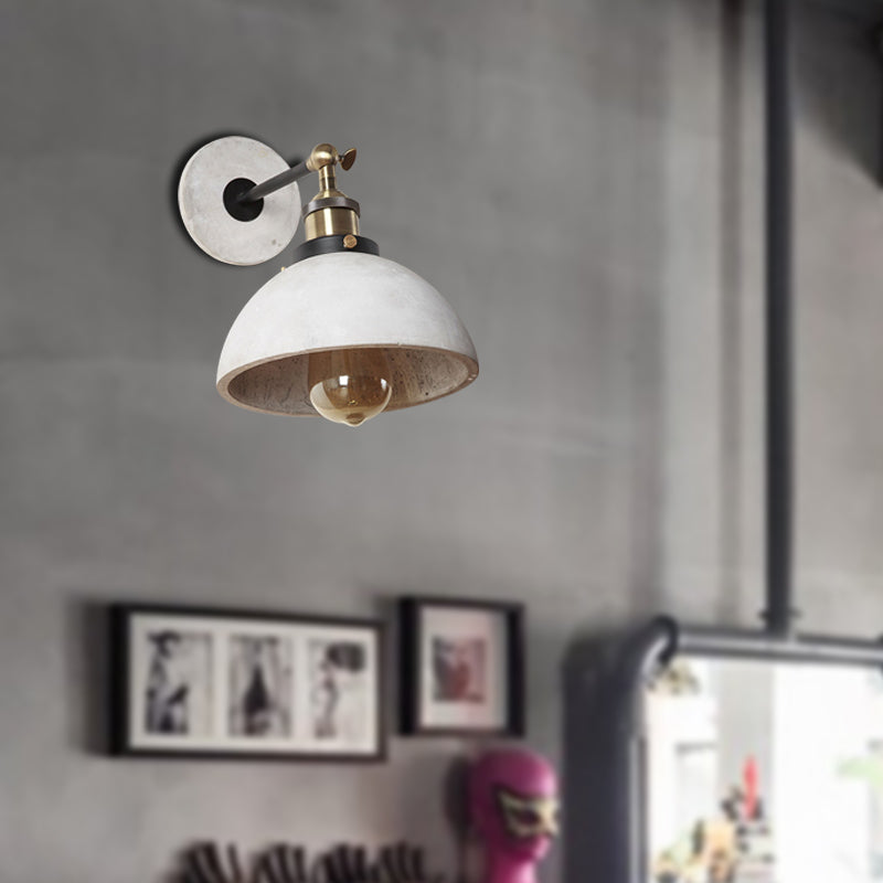 Taavita Kegel/Cylinder/Bowl Bedroom Wall-Mounted Light Cement 1 Head Gray Industrial Style Adjustable Wall Lamps