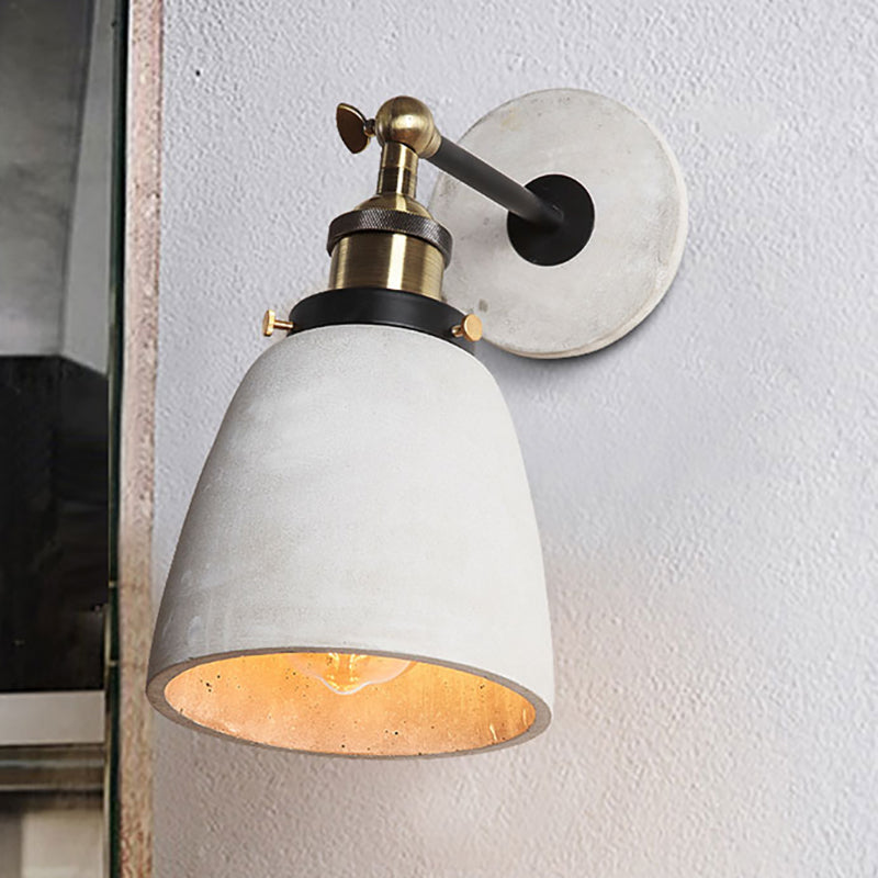 Taavita Kegel/Cylinder/Bowl Bedroom Wall-Mounted Light Cement 1 Head Gray Industrial Style Adjustable Wall Lamps