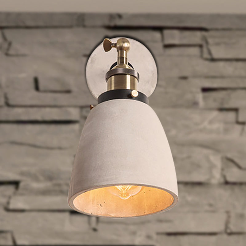 Taavita Kegel/Cylinder/Bowl Bedroom Wall-Mounted Light Cement 1 Head Gray Industrial Style Adjustable Wall Lamps