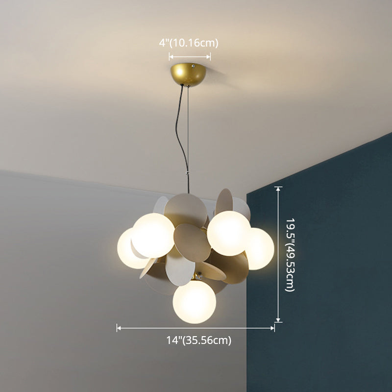 Cartoon Metallic Drop Pendant Balloon Hanging Lights with Glass Shade for Bedroom