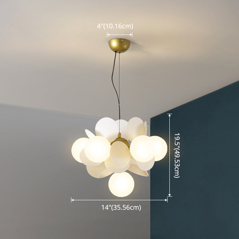 Cartoon Metallic Drop Pendant Balloon Hanging Lights with Glass Shade for Bedroom