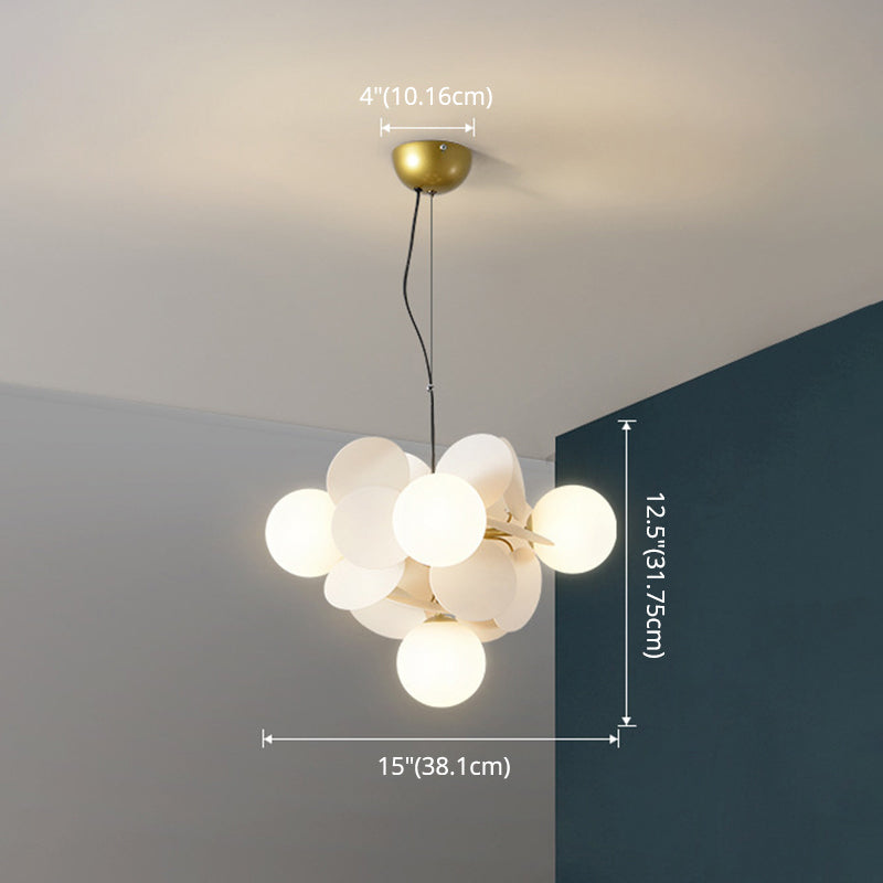 Cartoon Metallic Drop Pendant Balloon Hanging Lights with Glass Shade for Bedroom