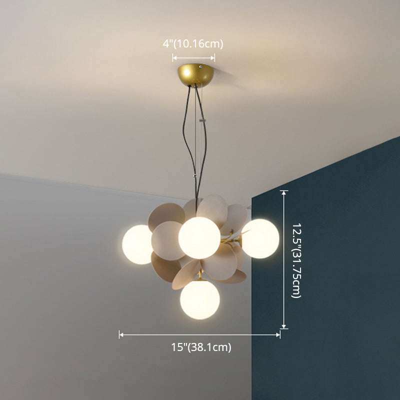 Cartoon Metallic Drop Pendant Balloon Hanging Lights with Glass Shade for Bedroom