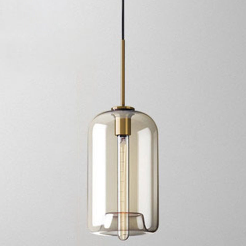 Cognac Glass Pendant Light Modern Minimalist 1-Light Pendant Lighting For Dining Room Table Clearhalo 'Ceiling Lights' 'Glass shade' 'Glass' 'Modern Pendants' 'Modern' 'Pendant Lights' 'Pendants' Lighting' 2579338